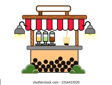 bubble tea cartoon shop front