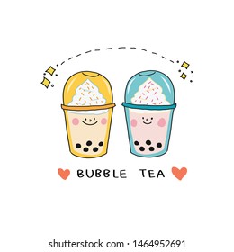 bubble tea cartoon vector illustration doodle style 