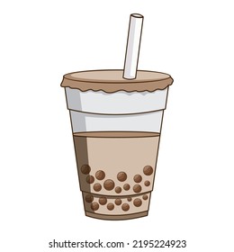 Bubble tea cartoon vector illustration.  stock illustration Bubble Tea, Bubble, Ice Tea, Milk,