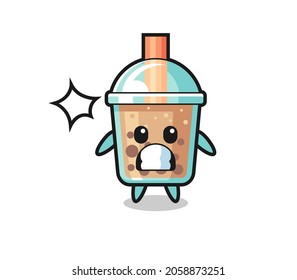 bubble tea character cartoon with shocked gesture , cute style design for t shirt, sticker, logo element