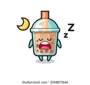 bubble tea character illustration sleeping at night , cute style design for t shirt, sticker, logo element