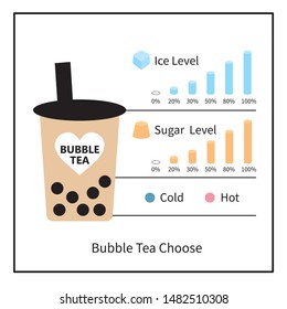 The Bubble Tea choose, sugar and ice vector.