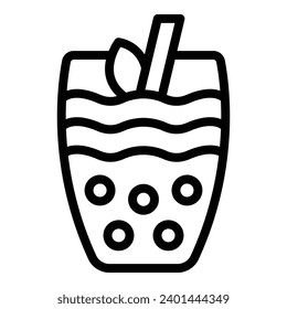 Bubble tea cocktail icon outline vector. Boba tea smoothie. Tapioca pearls beverage