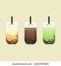 The bubble tea or coffee drink menu is isolated in the background.