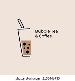 bubble tea and coffee vintage logo vector icon illustration