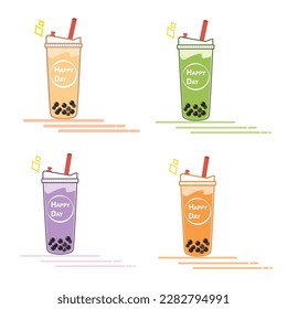 Bubble tea collection, Bubble milk tea, popular menu, delicious desserts and  bubble tea vector illustration