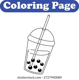 Página de libro para colorear del té de la burbuja para los niños