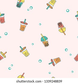 Bubble Tea Conversational Seamless Pattern for Tshirt Graphic Vector Print
