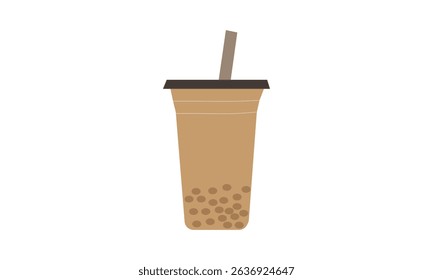 Bubble Tea Cup, Boba Tea With Bubbles, Boba Coffee, Boba Iced Latte, Boba Iced Tea vector on a white background