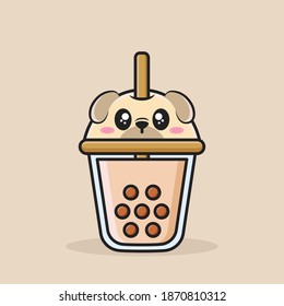 bubble tea cup with cute animal face lid