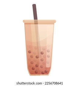 Bubble tea cup icon cartoon vector. Drink milk. Asian ice