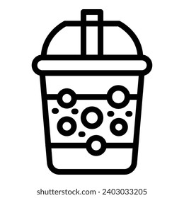Bubble tea cup icon outline vector. Taiwanese tea beverage. Cold tea smoothie