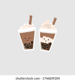 bubble tea cup and milkshake