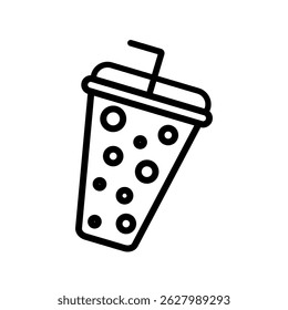 Bubble Tea Cup Outline estilo, xícara com pérolas de chá de bolha, perfeito para temas de festa moderna, celebrações da juventude, ou promoções de caf�.