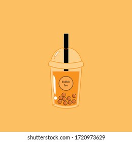 Bubble tea cup. Bubble tea. Taiwan dessert cup. Vector illustration.