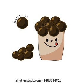 bubble tea cute cartoon character.
