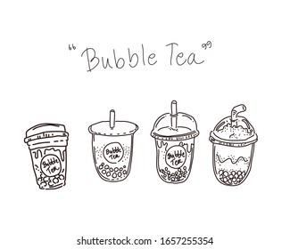 Bubble tea design of vector. Doodle illustration style.