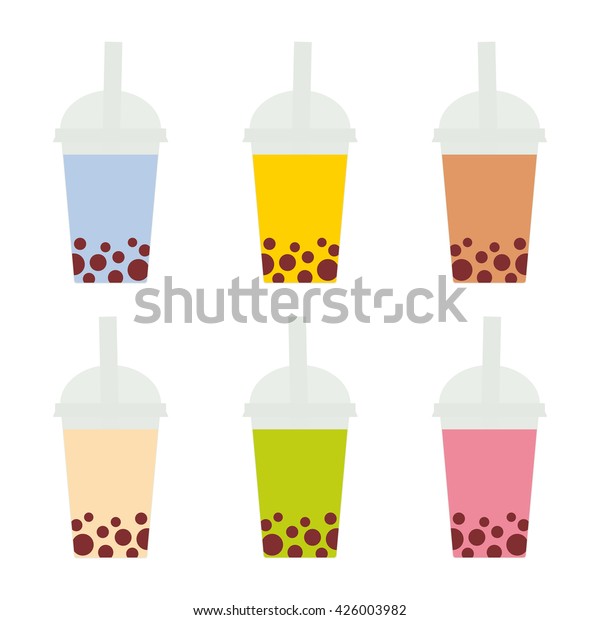 Bubble Tea Different Fruits Berries Milk Stock Vector (Royalty Free ...