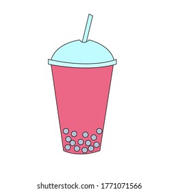 Té de burbujas. Elemento Doodle. Icono.Ilustración vectorial.