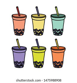 bubble tea doodle icon, vector illustration