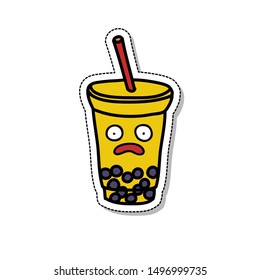 bubble tea doodle icon, vector illustration