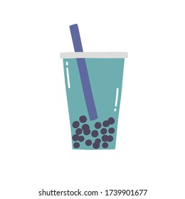 bubble tea doodle icon, vector illustration