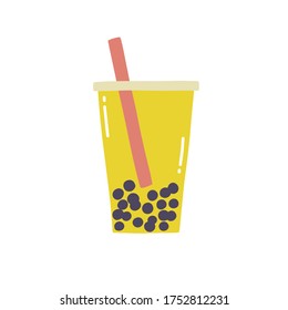 bubble tea doodle icon, vector illustration
