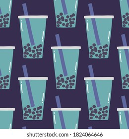 bubble tea doodle pattern, vector illustration