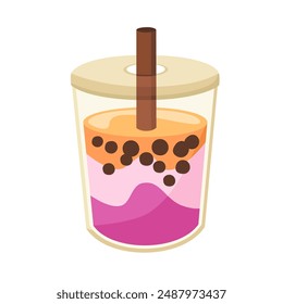 Bubble Tee Getränk Cartoon Design isoliert auf weißem Hintergrund