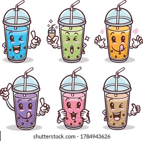 bubble tea drink cute emoji emoticon sticker set