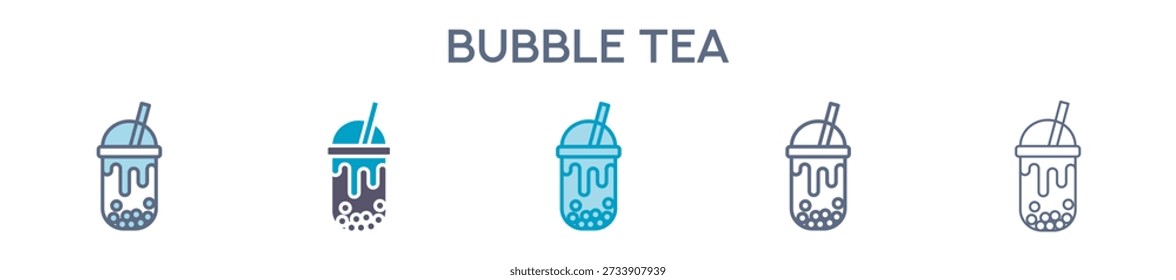 Bubble Tea Drink Icon � Boba Milk Tea Line Ilustração vetorial