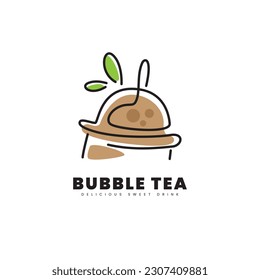 Bubble tea drink vector logo. drink logo for business purposes chocolate drink, logo restaurant, or logo drink product.