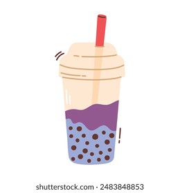 Bubble tea drinks in plastic glass