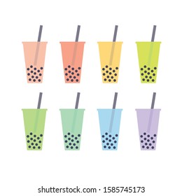 bubble tea flat icon, vector llustration