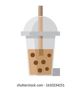 Bubble Tea Flat Vector Illustration, Beverage Icon Design