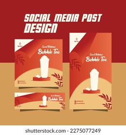 bubble tea flyer or delicious milkshake template or sweet bubble tea menu poster design