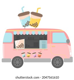 bubble tea food truck vector design