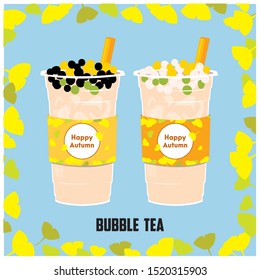 The Bubble Tea with ginkgo style, black and white Pearl milk tea, black pearls is Taiwanese famous and popular cold drink.