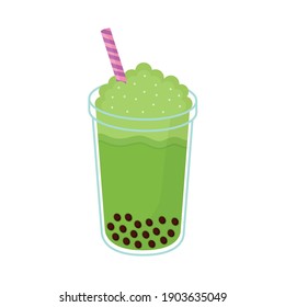 bubble tea with a green color and bubbles vector illustration design