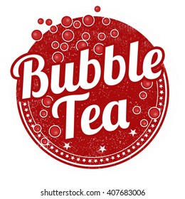 Bubble tea grunge rubber stamp on white background, vector illustration