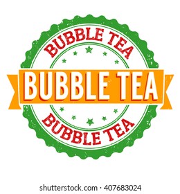 Bubble tea grunge rubber stamp on white background, vector illustration