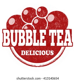 Bubble tea grunge rubber stamp on white background, vector illustration