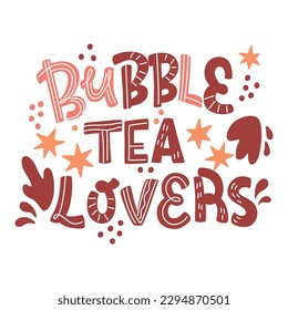 
Bubble tea hand-drawn lettering. Vector isolated  illustration