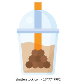 Bubble tea icon, Beverage flat style vector illustration