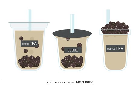 Bubble tea icon collection, Icon design for Drinks and Bubble milk tea logo, advertisement, packaging design. - Vector