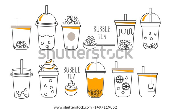 Download Bubble Tea Icon Collection Icon Design Stock Vector ...