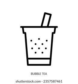 bubble tea icon. Line Art Style Design Isolated On White Background