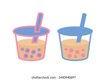 The Bubble Tea icon, Pearl milk tea, black pearls is Taiwanese famous and popular drink.