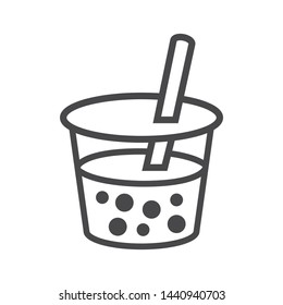 The Bubble Tea icon, Pearl milk tea, black pearls is Taiwanese famous and popular drink.