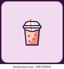 Bubble Tea Icon: Refreshing Beverage Illustration